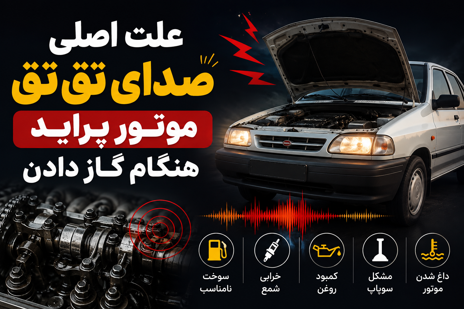 علت اصلی صدای تقتق موتور پراید هنگام گاز دادن